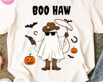 Fantasma vaquero PNG: Diseño de Halloween Boo Haw (Descarga digital)