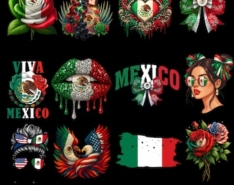 Viva Mexico PNG Bundle Mexico PNG Mexican Independence Day Fiesta Bow Mexico Pride Spanish Pride Proud Latina Gift Latin Flags Sublimation