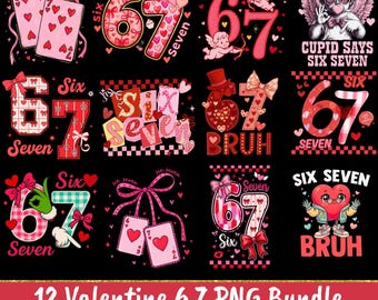 Playing Cards Valentine 6 7 PNG, Preppy 67 Six Seven Valentines, Six Seven Valentine Coquette Bow Png, 67 Viral Internet Joke Digital Design