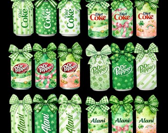 Trendy Patrick's Day Soda Png Retro Soda Can Digital Download St Patricks Day Bow Patricks Soda Can Design Lucky Charm Shamrock Trendy Luck