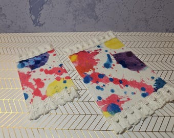 Alfombras para casa de muñecas, salpicaduras de pintura neón, juego de 2, escala 1:12