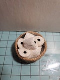 1/12 scale basket of 6 rolls of toilet paper