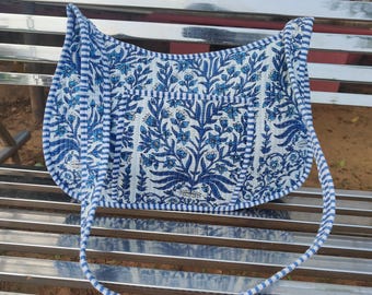 Handmade Quilted Floral Cotton Shoulder Bag: Upcycled Crescent Purse