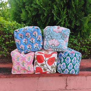 Handgjorda quiltade bomullspåsar 5 st Mix Lote | Blandade necessärer för resor