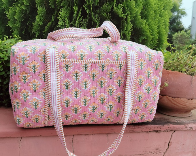 Quilted Duffle Bag | Lightweight  Bags | Handmade Weekender | Overnight tote| Gym Bag for Women