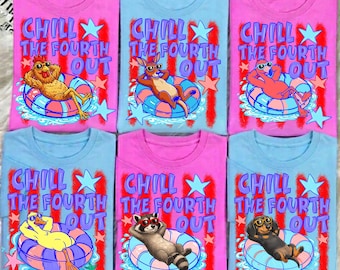 Paquete PNG de rayas "Chill the Fourth Out", diseño divertido de ganso para sublimación del 4 de julio, descarga digital PNG de camiseta patriótica con la bandera estadounidense