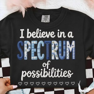 I Believe in a Spectrum of possibilities Blue Toile Patchwork Floral Png, Autism Chinoiserie Shabby Chic Png, We Wear Blue Cottagecore