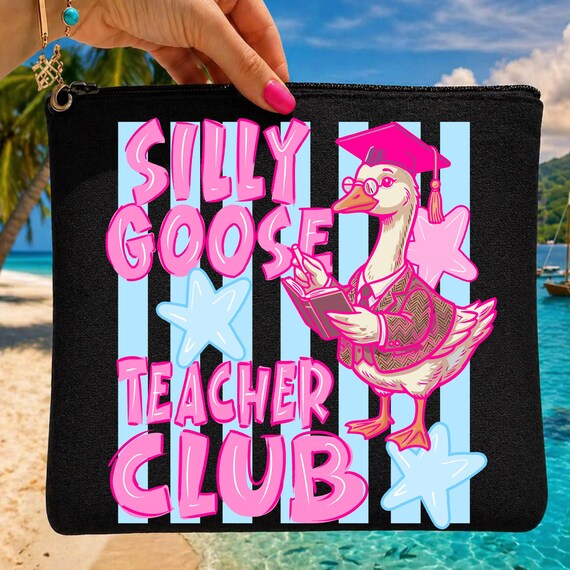 Silly Goose Teacher Club PNG, Floral Teacher Shirt Design, Funny Goose Back to School Sublimation PNG Digital Download
