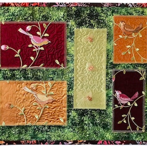 Bird Wall Hanging Art Quilt, Bird Tapestry