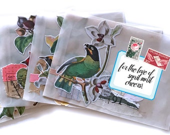 Handmade birds Decorated Envelopes for Mailing (set of 4) Mail art/ snail mail