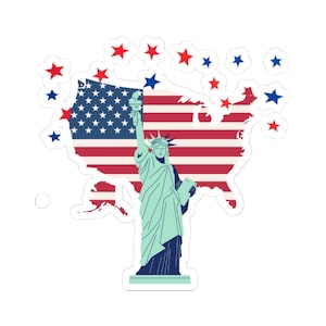 Sticker carte Statue de la liberté Etats-Unis Sticker drapeau américain patriotique Vinyle rouge blanc bleu 4 juillet Fête de l'indépendance Sticker liberté