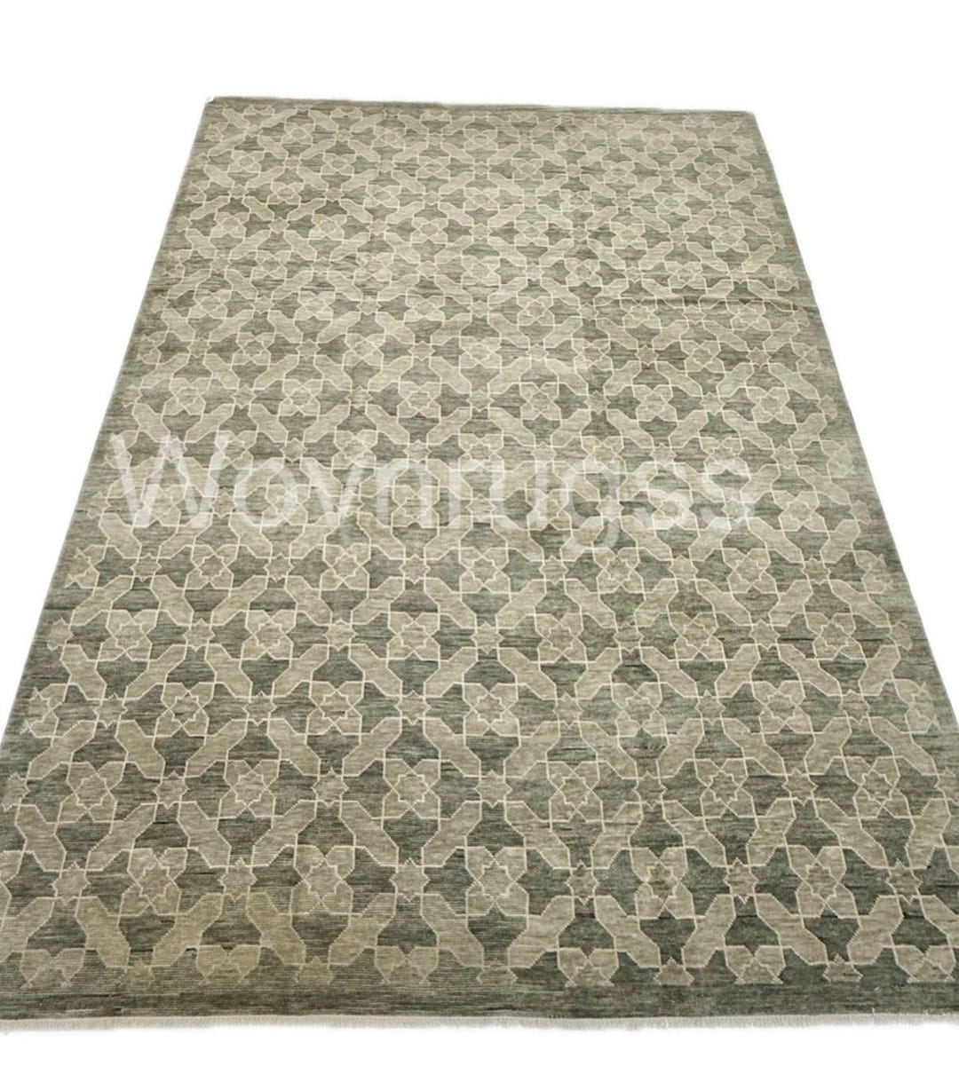 Greenarbic Rug Patterns Hand Knotted Sage Green Wool Rug – Geometric Moroccan Area Rug - Etsy
