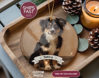 Personalized Dog Photo Ornament 2025, Custom Photo Ceramic Keepsake, Pet Memorial Ornament, Christmas Gift for Dog Lovers, New Dog Keepsake