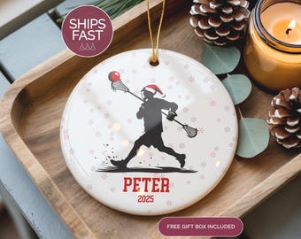 Lacrosse Ornament 2025,Personalized Sports Keepsake, Custom Lacrosse Player Gift,Team or Coach Christmas Decoration,Lacrosse Xmas Decoration