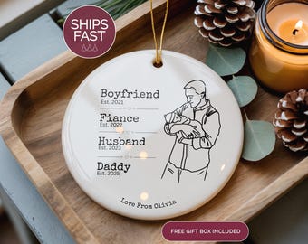Custom New Dad Ornament 2025, First Time Daddy Gift, Personalized New Daddy Ornament, Dad to Be Keepsake, Husband to Daddy Christmas Gift