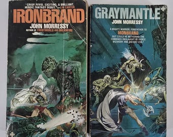 2 novelas de fantasía de la serie Iron Angel de John Morrison, edición de bolsillo de los años 80, primera edición.