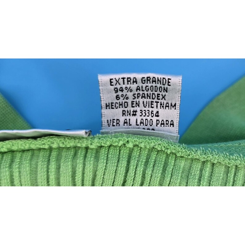 Vtg Energie Juniors XL Green Off Shoulder Top Shirt Fitted Ribbed Y2K Stretch image 3