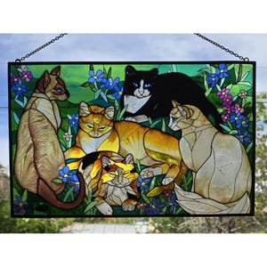 Joan Baker Stained Glass Cats - Etsy