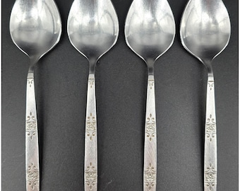 Set of 4 Oneida Profile ORLANDO Oval Soup Spoon 6.75" Stainless Flatware Vtg