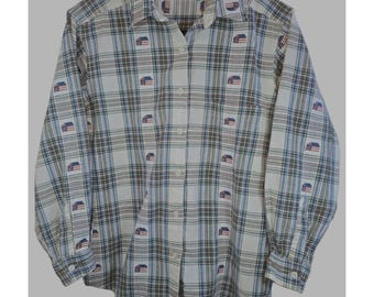 Camisa M vintage feminina dos anos 90, estilo boho, com botões, manga comprida, xadrez estilo cottage, Citi-Craze