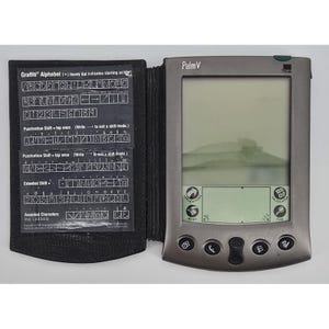 3Com Palm V Silver Handheld 3.2" Touchscreen Leather Case Untested No Charger