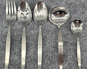 Vtg 5 Piece Oneida Frostfire Serving Utensil Set Stainless Flatware Silverware