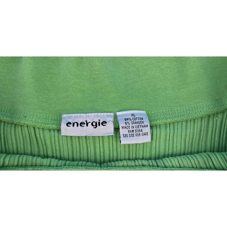 Vtg Energie Juniors XL Green Off Shoulder Top Shirt Fitted Ribbed Y2K Stretch image 5