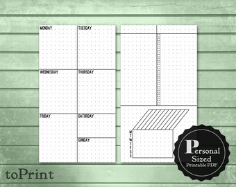 Weekly Lists & Boxes Planner Inserts - Personal Printable Planner - Bullet Journal Inspired - Blank, Square, Dot Grids - Undated Layout Wo2P