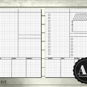 Weekly Lists & Boxes Planner Inserts A5 Printable Planner Bullet Journal Inspired Blank, Square, Dot Grids Week Layout Undated Wo2P image 2