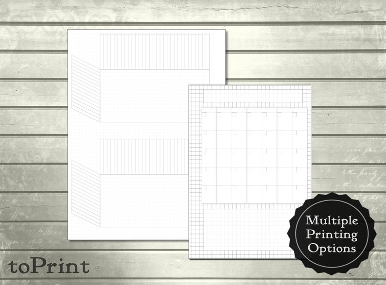 Grid and Dot Grid Planner Inserts With Blank Grids and 3 Spreads Bullet ...