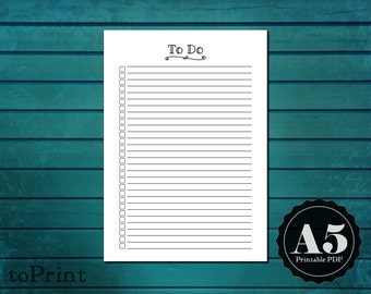 To Do List Planner Insert - A5 Printable Planner - Handwritten Font - Color and Decorate - ToDos