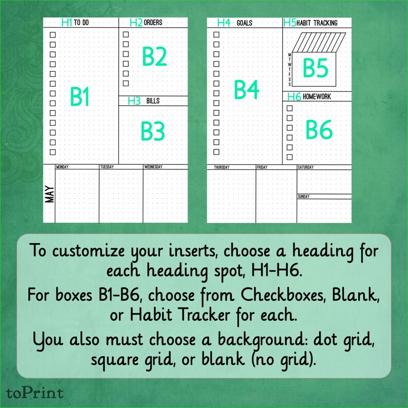 Customized Weekly Lists & Boxes Planner Inserts A5 Printable Etsy
