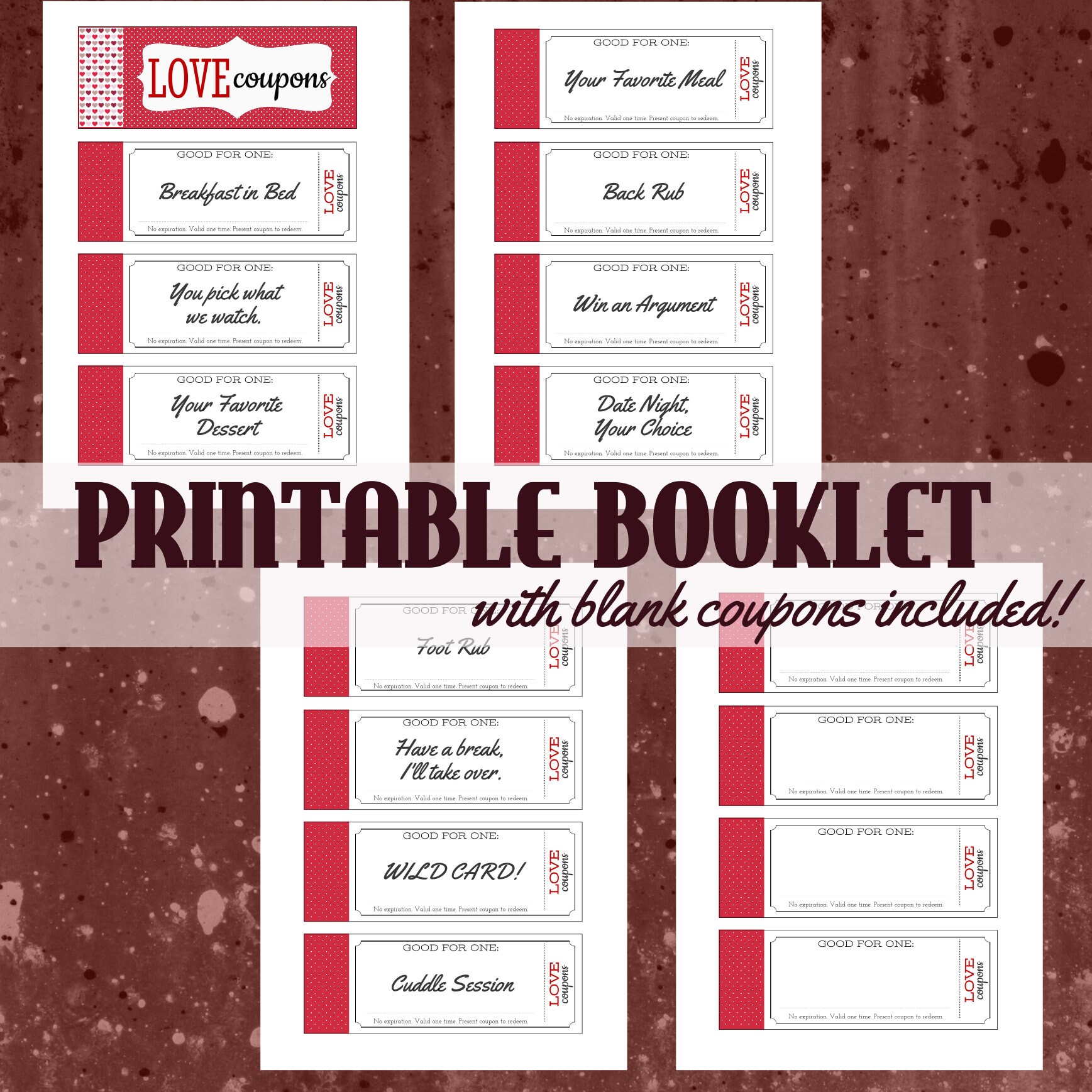 Printable love coupon book for him
