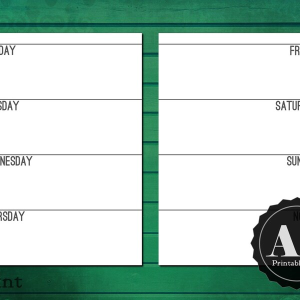 Weekly Planner Inserts - A5 Printable Planner - Horizontal Undated Spread with Monday Start - Wo2P - Clean All Caps Sans Serif Font
