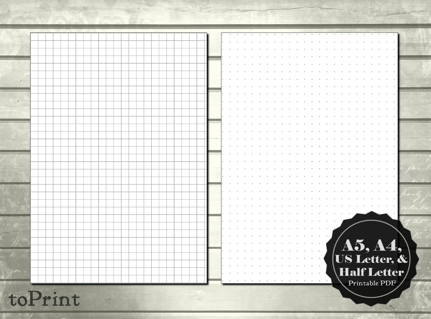 1 4 plain square grid and dot grid printable planner etsy hong kong