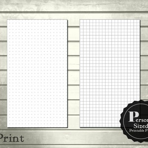 5mm Square Grid and Dot Grid Personal Size Printable Planner Pages - Bullet Journal - Personal Size Blank Grid Sheets Inserts PDF