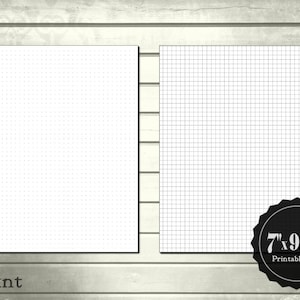 5mm Square Grid and Dot Grid 7&quot;x9.25&quot; Size Printable Planner Pages - Bullet Journal - Happy Planner Size Blank Grid Sheets Inserts PDF