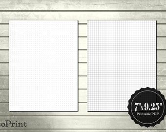 5mm Square Grid and Dot Grid 7"x9.25" Size Printable Planner Pages - Bullet Journal - Happy Planner Size Blank Grid Sheets Inserts PDF