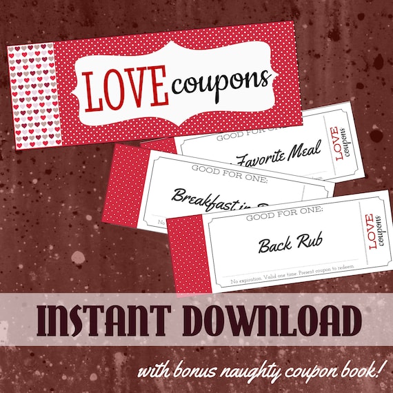 printable love coupon book customized for him or her bonus naughty coupons instant gift for boyfriend girlfriend husband wife lc52tp customized coupons
