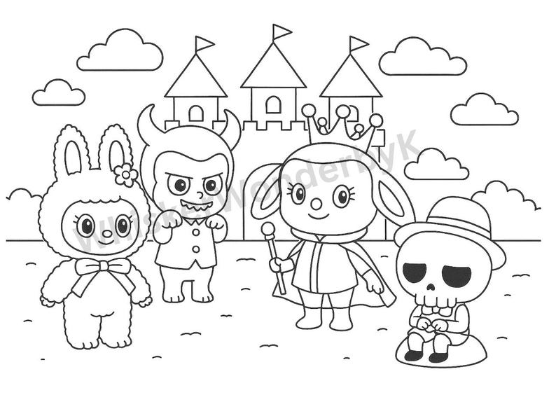 Labubu Coloring Pages: Family Tree, Monsters - 15 Page Printables (PDF ...