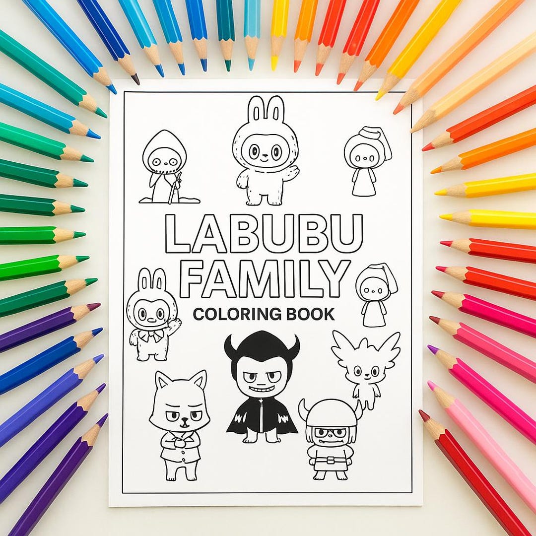Labubu Coloring Pages: Family Tree, Monsters - 15 Page Printables (PDF ...