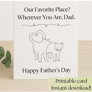 Carte de fête des pères papa chat imprimable - téléchargement numérique - joli cadeau papa chat