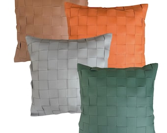 Fodera per cuscino double-face in velluto e similpelle / Fodera decorativa per cuscino / Arredamento moderno nordico per la casa / Cuscino per divano / 45 cm x 45 cm