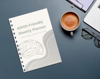 ADHD-weekplanner afdrukbare canvassjabloon | Tijdsblokkeringsschema, gewoontetracker, pdf-productiviteitsplanner
