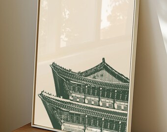 Gyeongbokgung Palace Print, Minimal Korean Architecture Wall Art (Unframed)