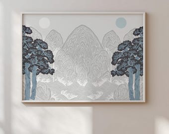 Irworobongdo Framed Korean Art Print, Minimalist Beige Monochrome Decor (Ready to Hang)
