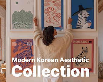 Korean Tiger & Mountain Art Prints (6 Digital Downloads)