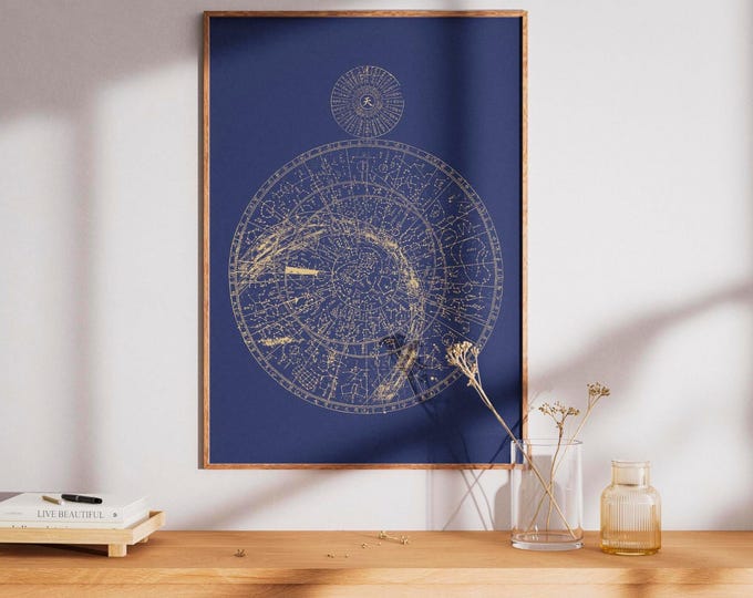 Korean Poster / Korean Wall Art / Modern & Vintage Art / Korean Celestial Map / Digital Download