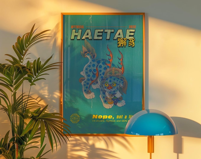 Korean Poster / Korean Wall Art / Modern & Vintage Art / Hatae Korean Mythical Guardian / Digital Download