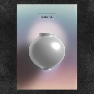 koreanisches Mondglas Poster - minimalistischer Frieden, Tradition & gute Energie | Modernes koreanisches Erbdekor | Minimalismus | Digitaler Download